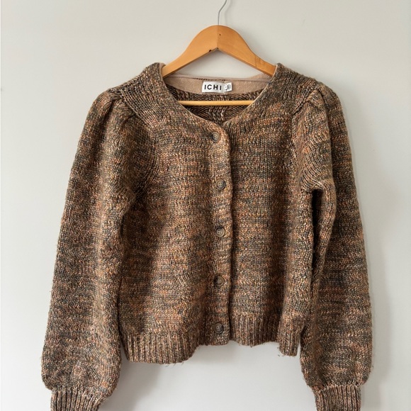 ICHI Sweaters - ICHI Women's Textured Brown Cardigan